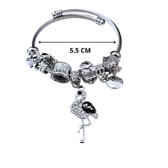 Adjustable Swan Charm Bracelet Inspired by Pandora – Charms Silver – Stainless S - Picture 5 of 5